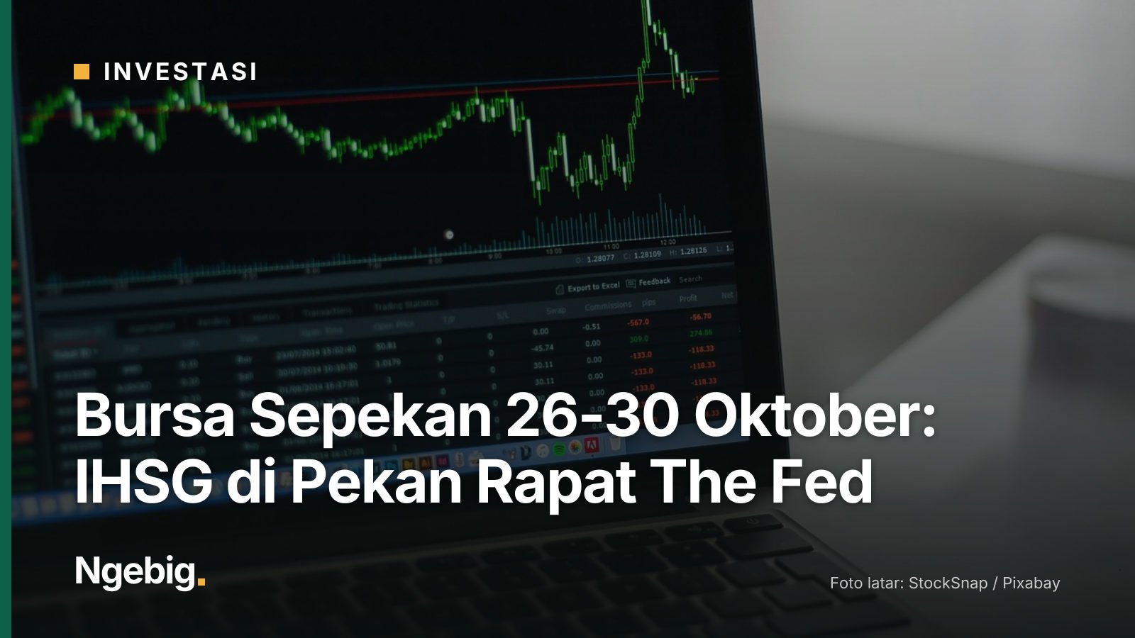 Sampul artikel Bursa Sepekan 26-30 Oktober: IHSG di Pekan Rapat The Fed dengan latar foto stock market, charts, graphs, fi...