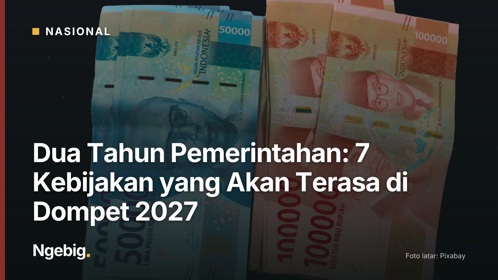Sampul artikel Dua Tahun Pemerintahan: 7 Kebijakan yang Akan Terasa di Dompet 2027 dengan latar foto rupiah, bills, money,...